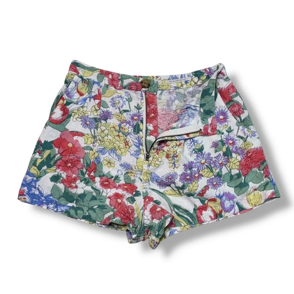 URBAN OUTFITTERS Judy Linen High Waist Floral Shorts
